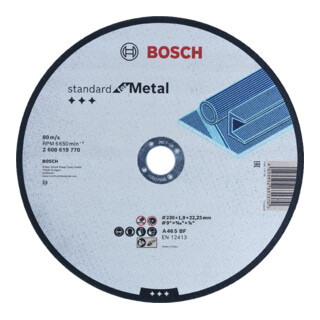 Disque à tronçonner droit Bosch, Standard for Metal Straight 230 mm, 22.23 mm