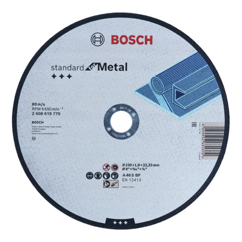 Disque à tronçonner droit Bosch, Standard for Metal Straight 230 mm, 22.23 mm
