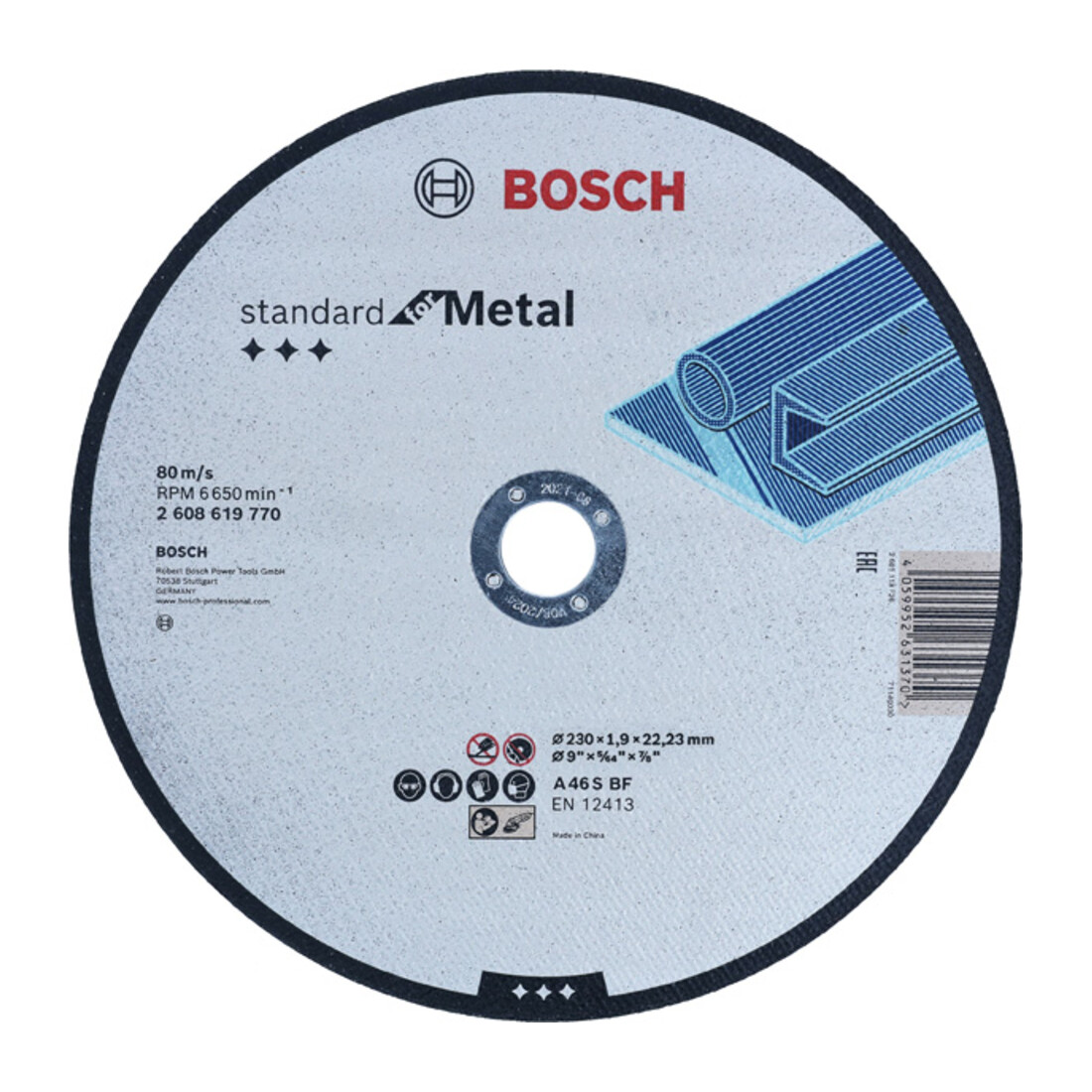 Disque à tronçonner droit Bosch, Standard for Metal Straight 230 mm, 22.23 mm