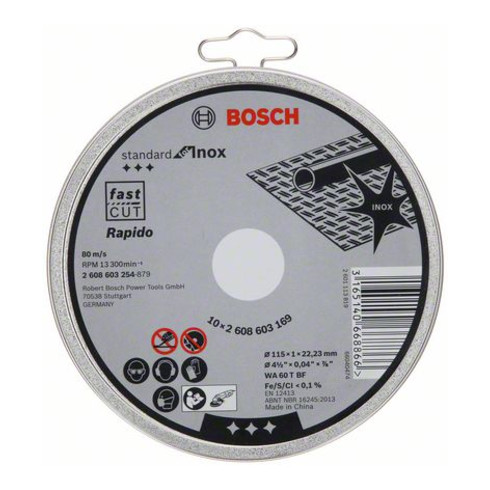 Disque à tronçonner droit Bosch Standard pour Inox Rapido WA 60 T BF