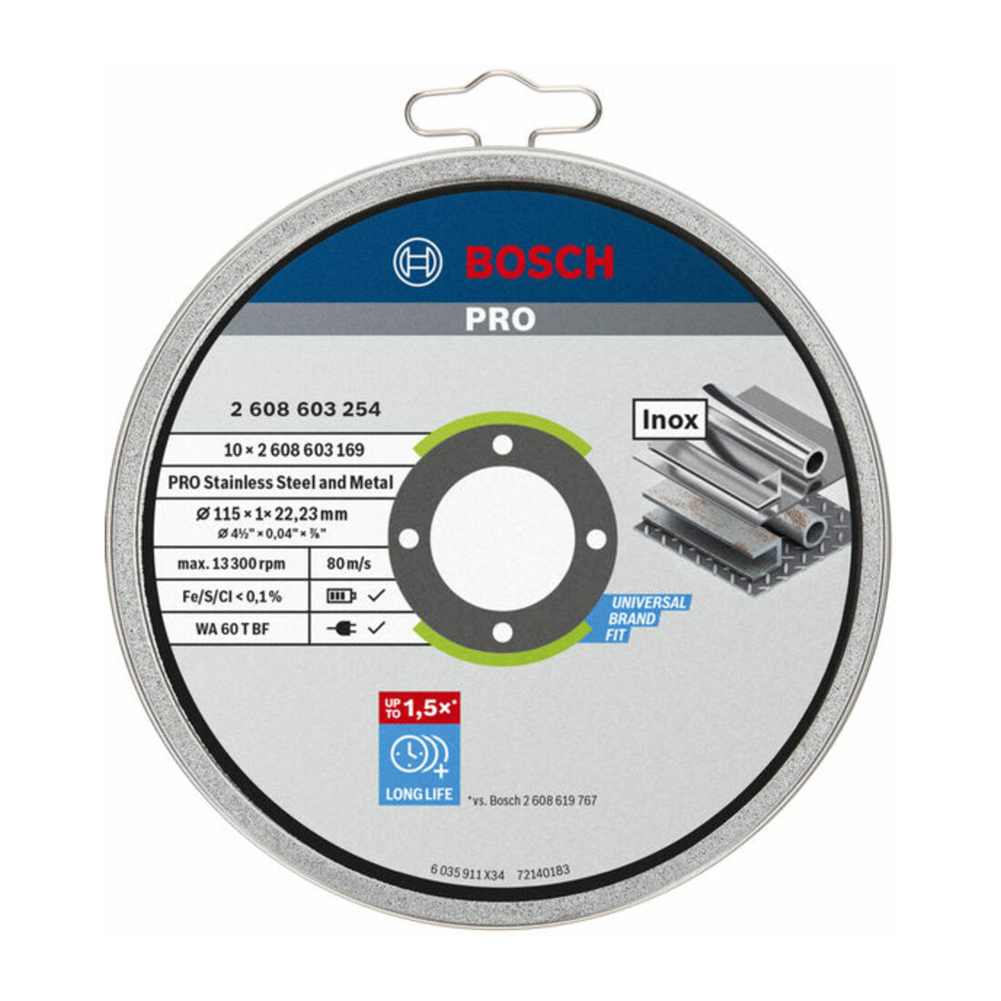 Disque à tronçonner droit Bosch Standard pour Inox Rapido WA 60 T BF