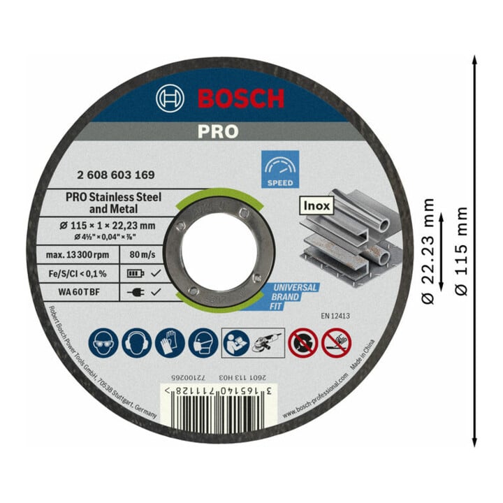 Disque à tronçonner droit Bosch Standard pour Inox Rapido WA 60 T BF