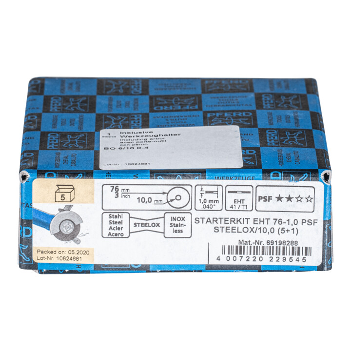 Disque à tronçonner PFERD STARTKIT EHT 76-1,0 PSF STEELOX/10 (5+1)