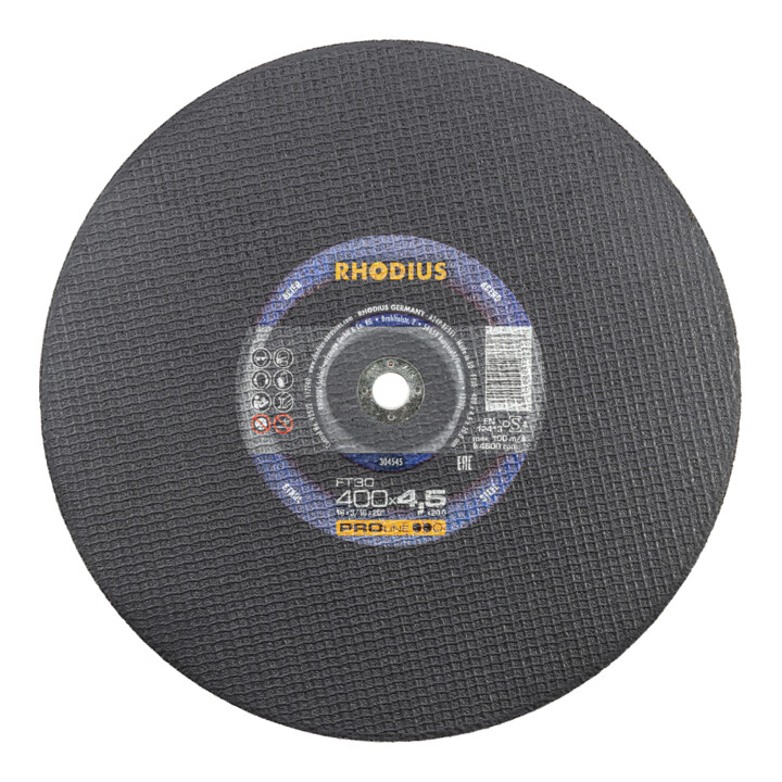 Disque à tronçonner Rhodius FT30 pour tronçonneuses à essence et électriques, 400 x 4,5 x 20,00 mm
