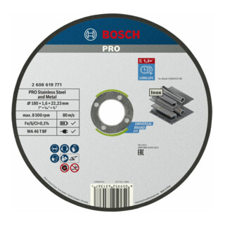 Disque à tronçonner Standard for Inox Bosch, diamètre 180 mm