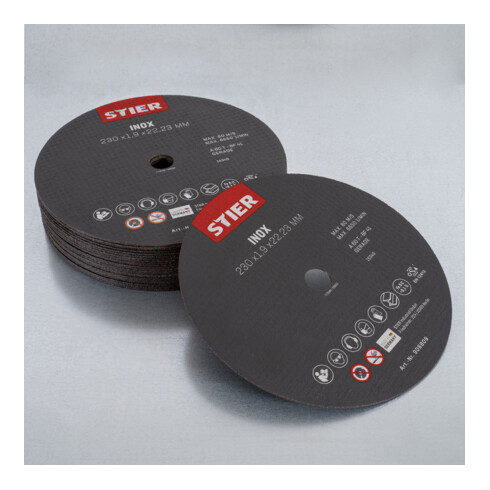 Disque à tronçonner STIER 230 x 1,9 x 22,23 droit, inox/acier inoxydable