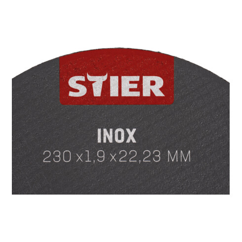 Disque à tronçonner STIER 230 x 1,9 x 22,23 droit, inox/acier inoxydable