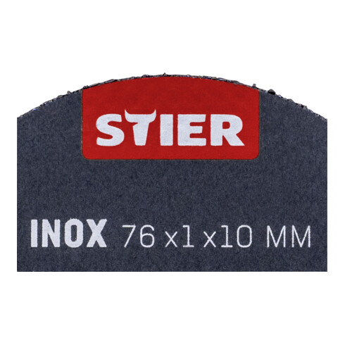 Disque à tronçonner STIER 76 x 1 x 10 droit, inox/acier inoxydable