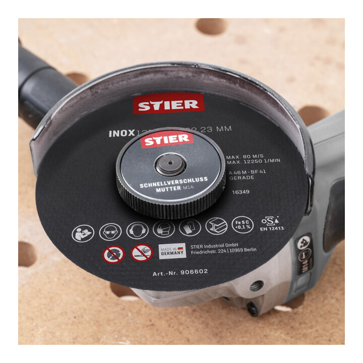 Disque à tronçonner STIER acier inoxydable, 5 pièces, 125 x 1,0 x 22,23 mm, forme 41