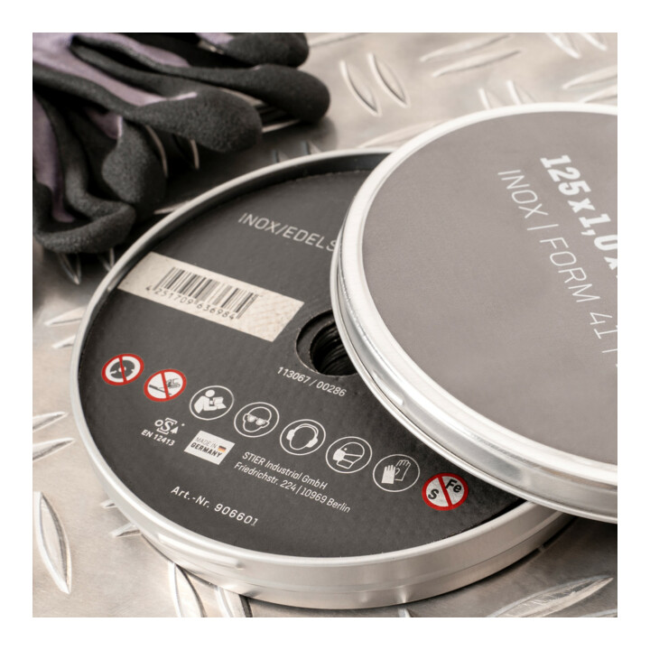 Disque à tronçonner STIER acier inoxydable, 5 pièces, 125 x 1,0 x 22,23 mm, forme 41