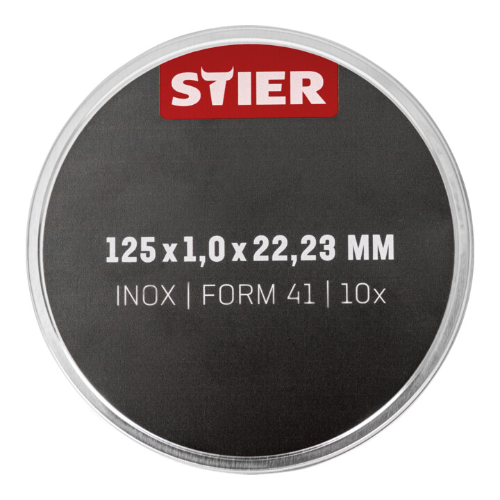 Disque à tronçonner STIER acier inoxydable, 5 pièces, 125 x 1,0 x 22,23 mm, forme 41