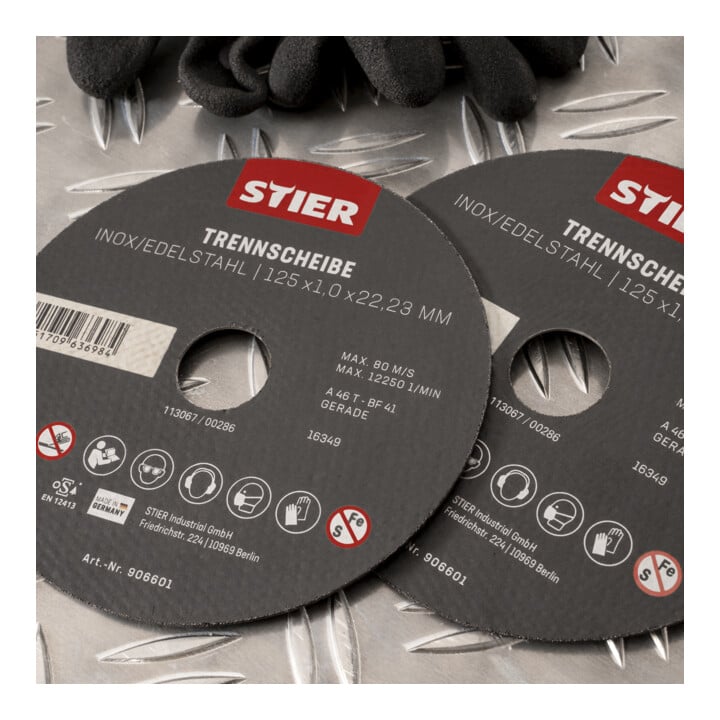 Disque à tronçonner STIER acier inoxydable, 5 pièces, 125 x 1,0 x 22,23 mm, forme 41