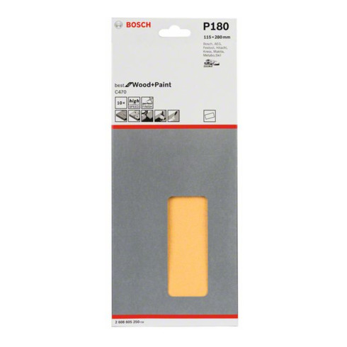Feuille abrasive Bosch C470 115x280 non perforée
