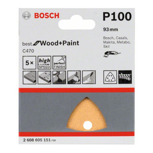 Bosch feuille abrasive C470, 6 trous, velcro, 93 mm