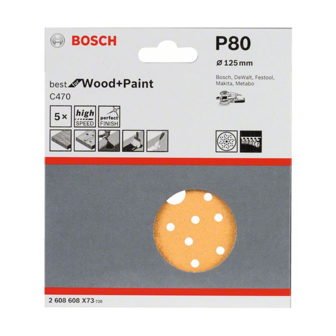 Feuille abrasive C470  multi-trous 125 mm Bosch