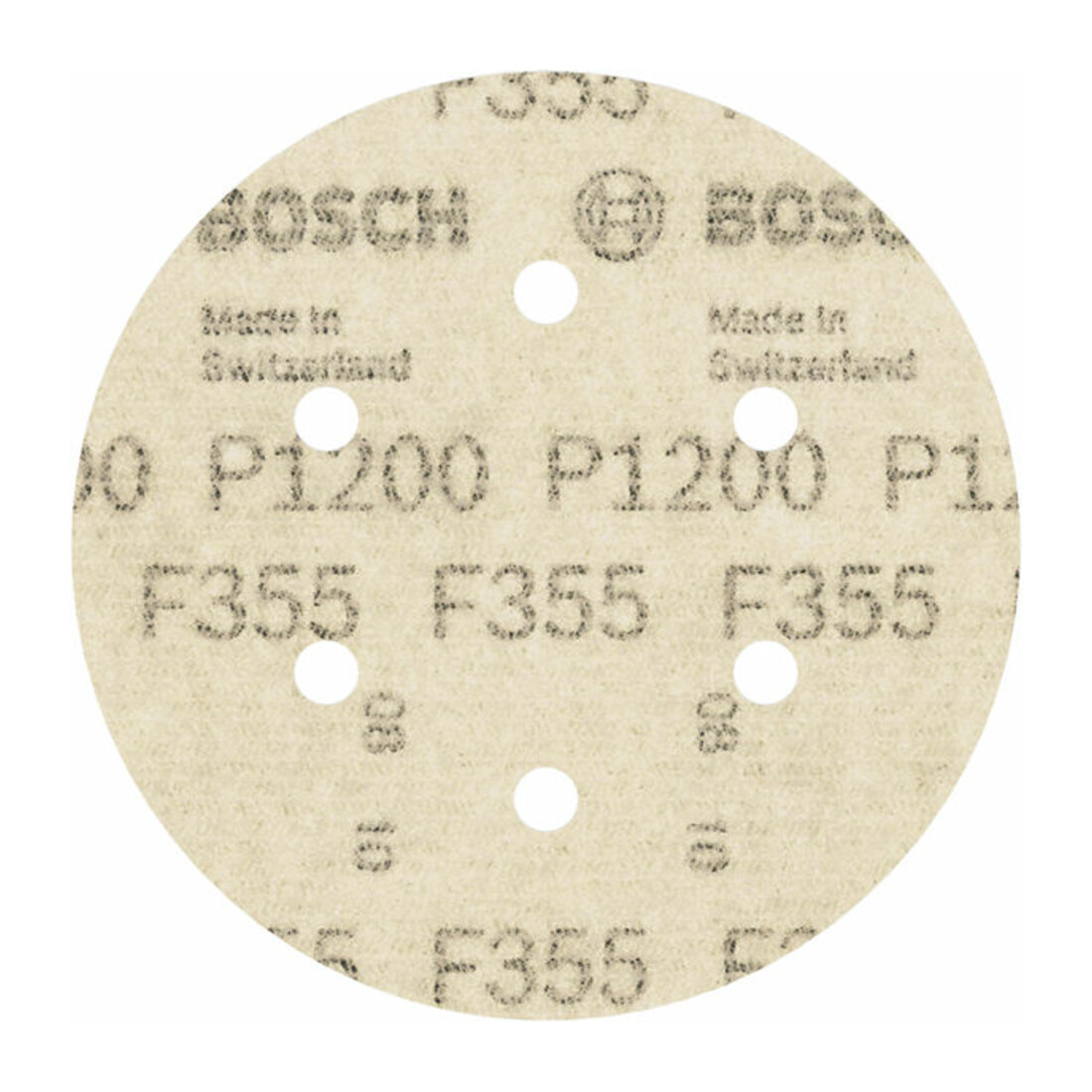 Feuille abrasive Bosch F355, 6 trous, velcro 6 mm 150 mm
