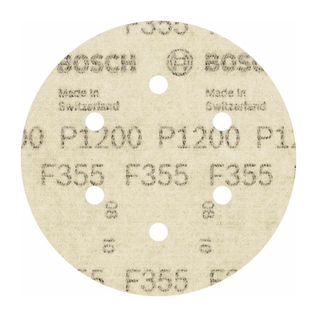 Feuille abrasive Bosch F355, 6 trous, velcro 6 mm 150 mm