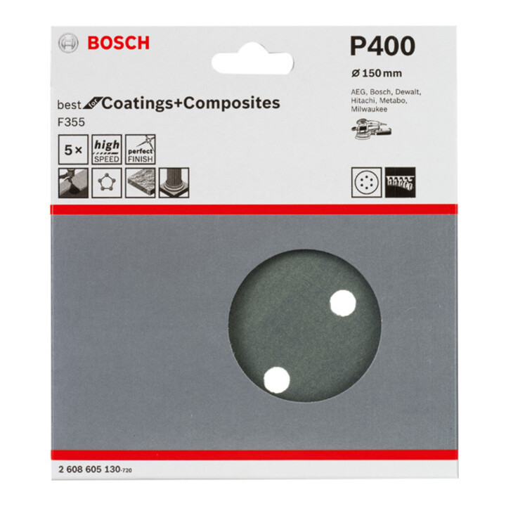 Disque abrasif F355, pack de 5 150 mm, 400