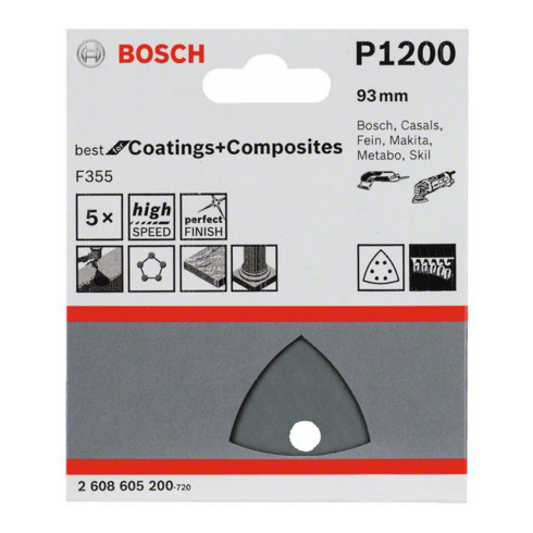 Feuille abrasive Bosch F355 pour ponceuses delta et multicoupeuses