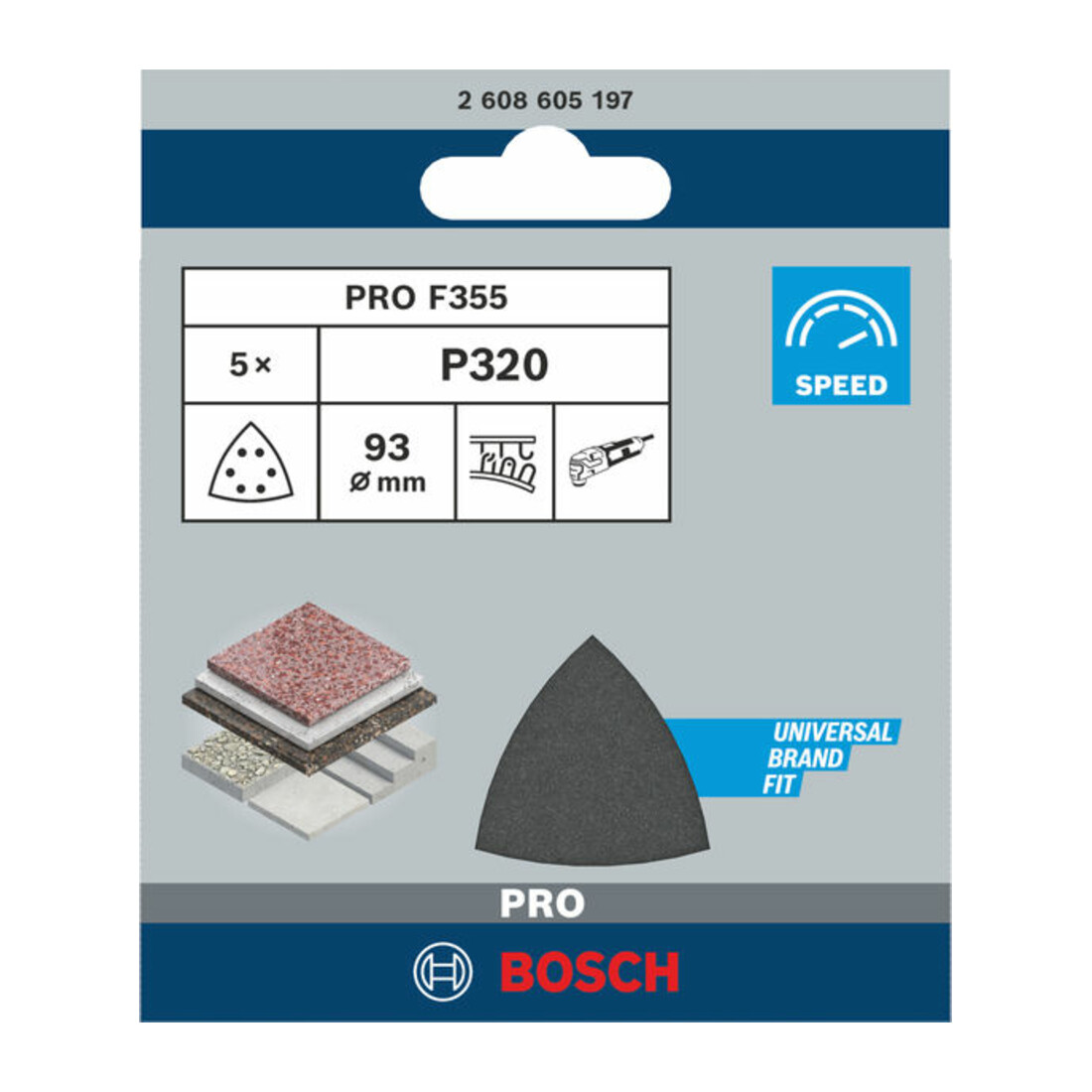 Feuille abrasive Bosch F355 pour ponceuses delta et multicoupeuses