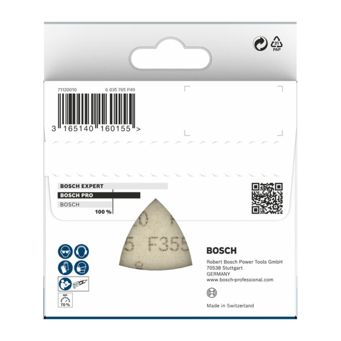 Feuille abrasive Bosch F355 pour ponceuses delta et multicoupeuses