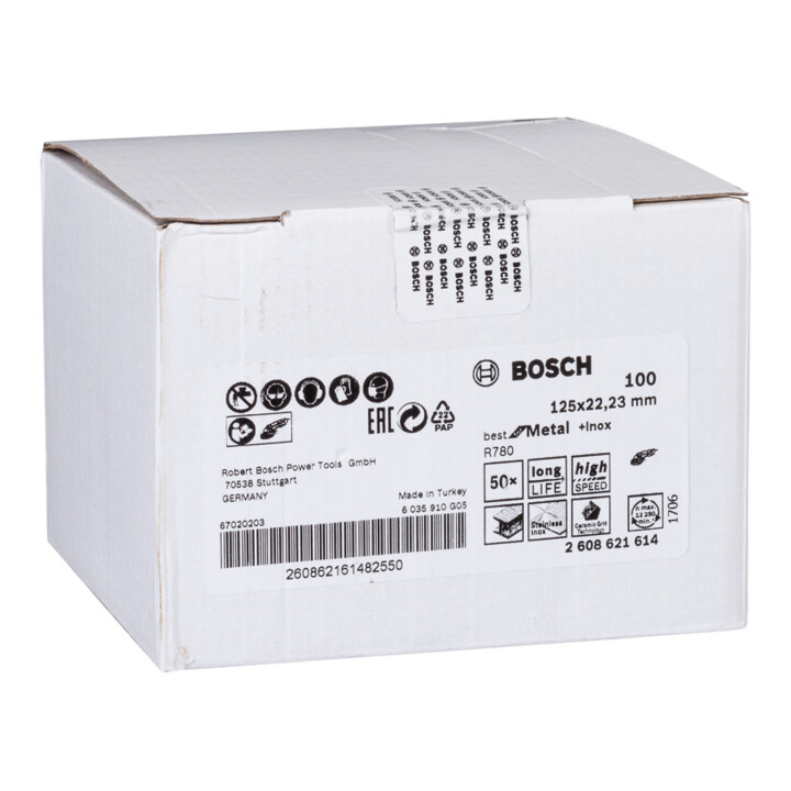 Disque abrasif sur fibres R780, Best for Metal + Inox 125 x 22,23 mm, G100