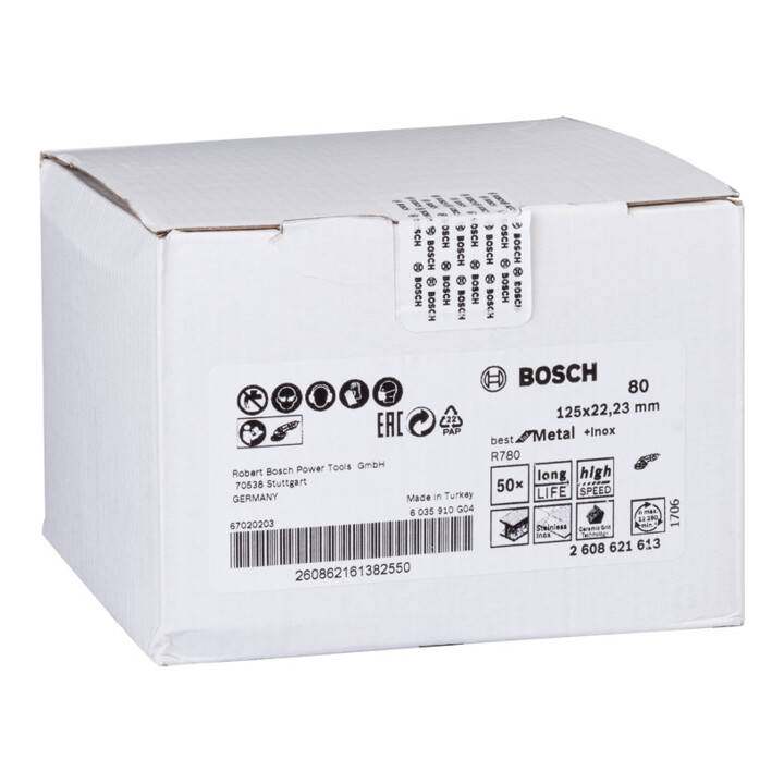 Disque abrasif sur fibres R780, Best for Metal + Inox 125 x 22,23 mm, G80
