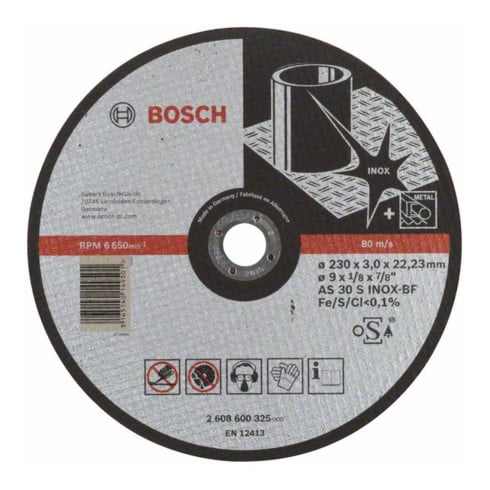 Disque de coupe Bosch droit Expert pour Inox AS 30 S INOX BF, 230 mm, 22,23 mm, 3 mm