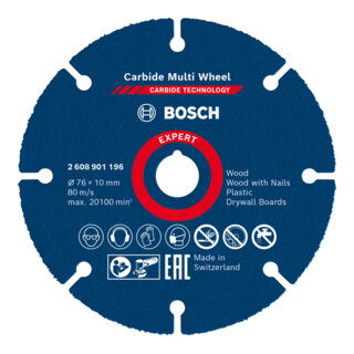 Disque de coupe Bosch EXPERT en carbure ⌀76 mm