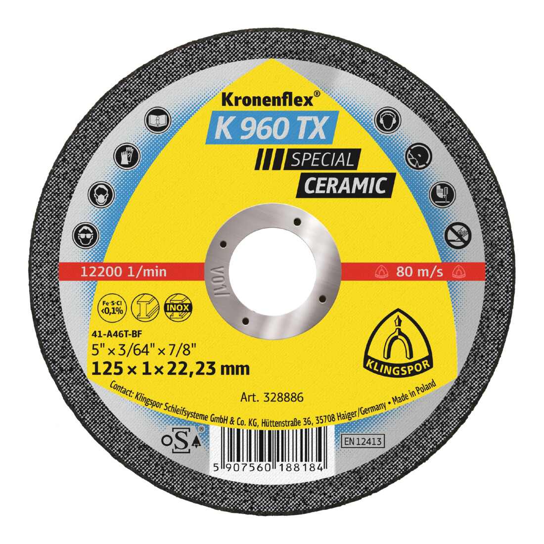 Disque à tronçonner Klingspor K 960 TX céramique droite