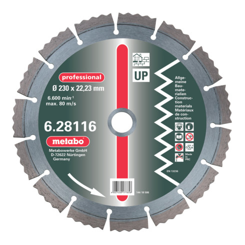 Disque de coupe diamanté Metabo, 300 x 3,2 x 20,0/22,23/25,4mm, "professionnel", "UP", universel