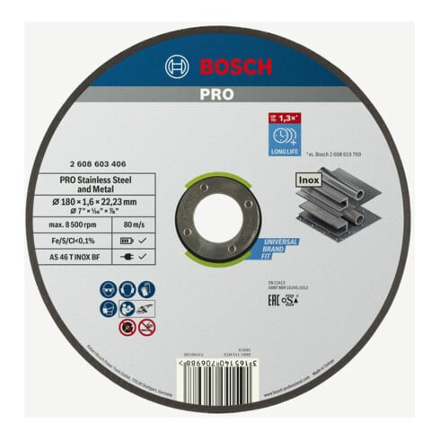 Disque de coupe droit Bosch Expert Expert pour Inox - Rapido AS 46 T INOX BF 180 mm 1,6 mm 1,6 mm