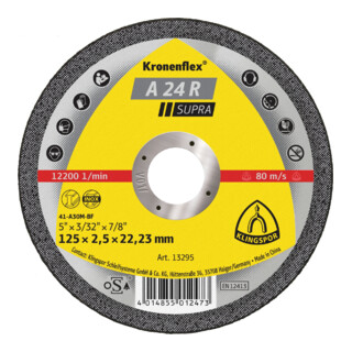 Roue de tronçonnage Klingspor A 24 R Supra Kronenflex® pour l'acier