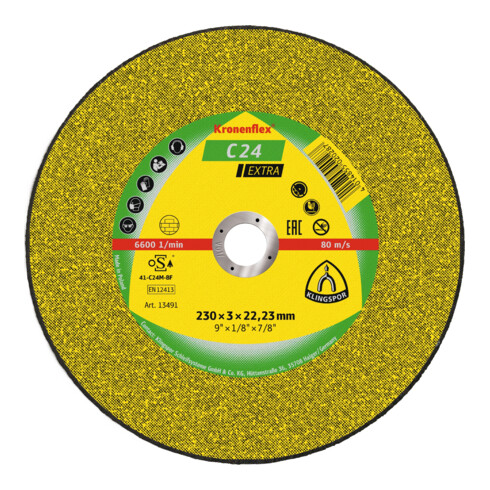 Disque de coupe Klingspor C 24 EX 230 x 3 x 22,23 mm plat
