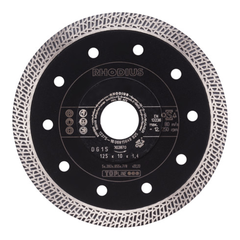 RHODIUS TOPline DG15 X-LOCK disque de coupe diamanté 10.0 x 1.4 x 22.23 mm