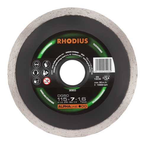 RHODIUS ALPHAline DG50 disque de coupe diamanté 5,0 x 1,6 x 22,23 mm