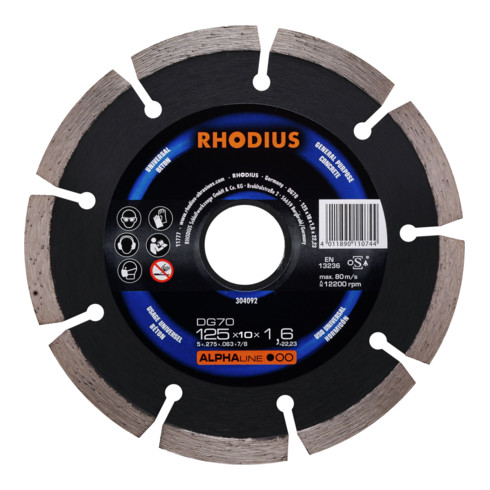 RHODIUS ALPHAline DG70 disque de coupe diamanté, alésage 22,23 mm