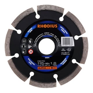 RHODIUS ALPHAline DG70 disque de coupe diamanté, alésage 22,23 mm