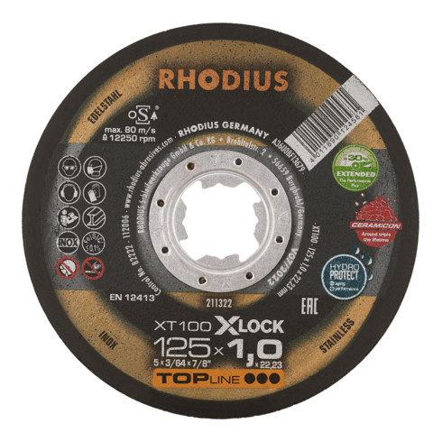 RHODIUS TOPline XT100 EXTENDED X-LOCK Meule à tronçonner extra fine