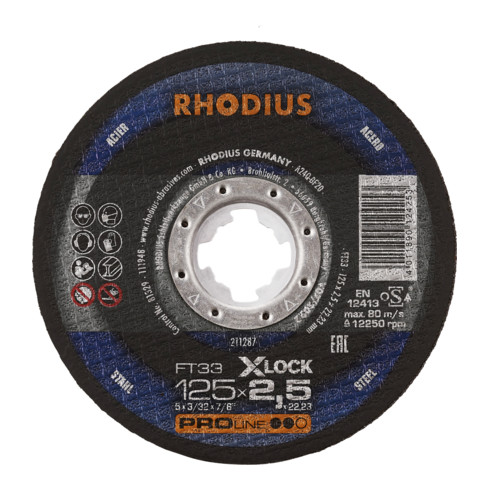 RHODIUS PROline FT33 X-LOCK disque de coupe à main libre 2,5 x 22,23 mm