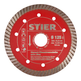 STIER Disque diamanté extra fin pour carrelage en grès cérame