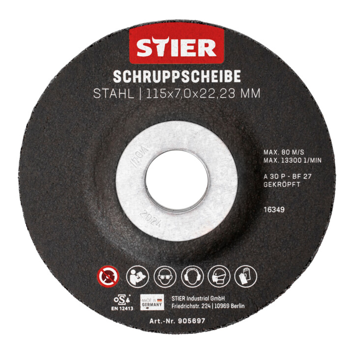 Disque d'ébarbage STIER, 115 x 7,0 x 22,23, forme 27 / 10 pièces