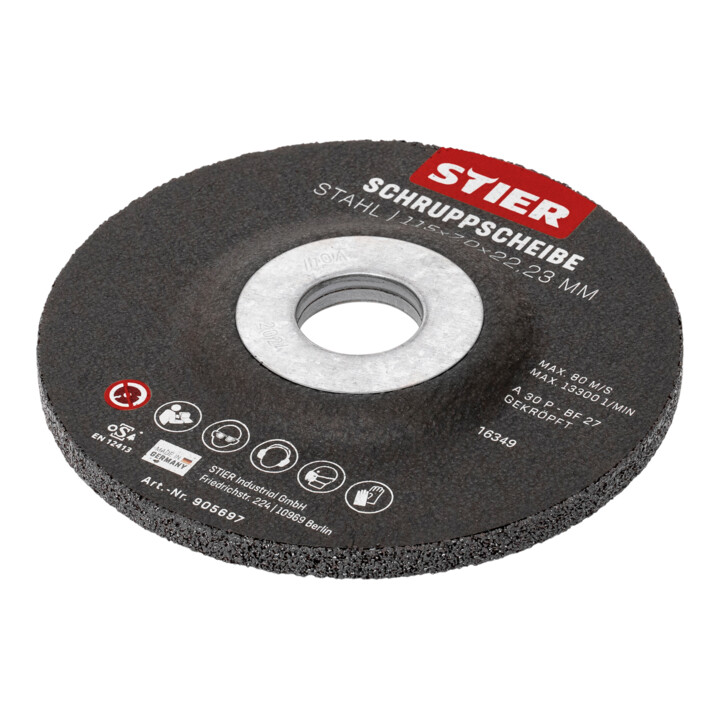 Disque d'ébarbage STIER, 115 x 7,0 x 22,23, forme 27 / 10 pièces