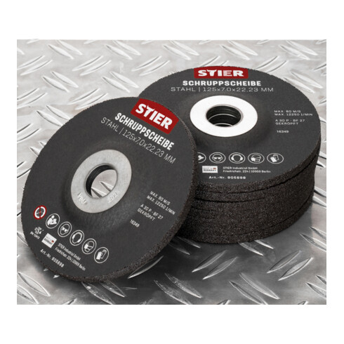 Disque d'ébarbage STIER, 125 x 7,0 x 22,23, forme 27 / 10 pièces
