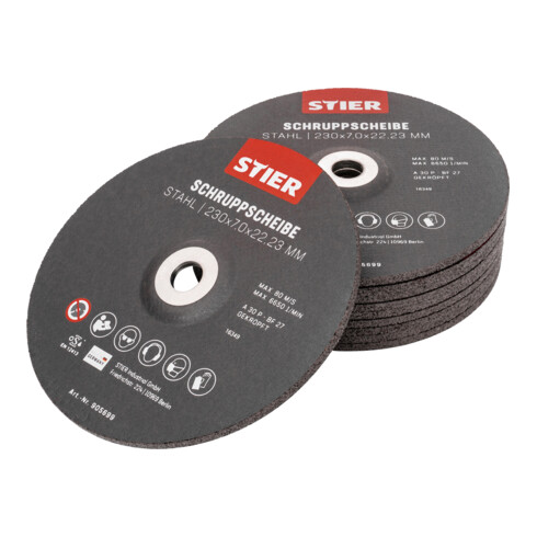 Disque d'ébarbage STIER, 230 x 7,0 x 22,23, forme 27 / 10 pièces