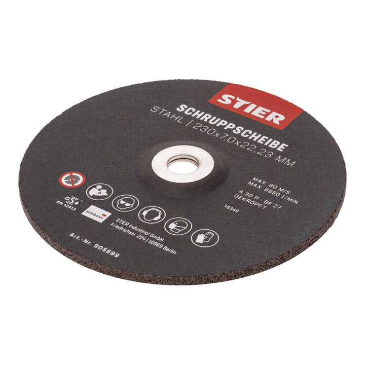 Disque d'ébarbage STIER, 230 x 7,0 x 22,23, forme 27 / 10 pièces
