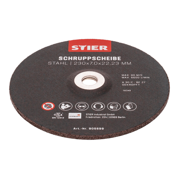 Disque d'ébarbage STIER, 230 x 7,0 x 22,23, forme 27 / 10 pièces