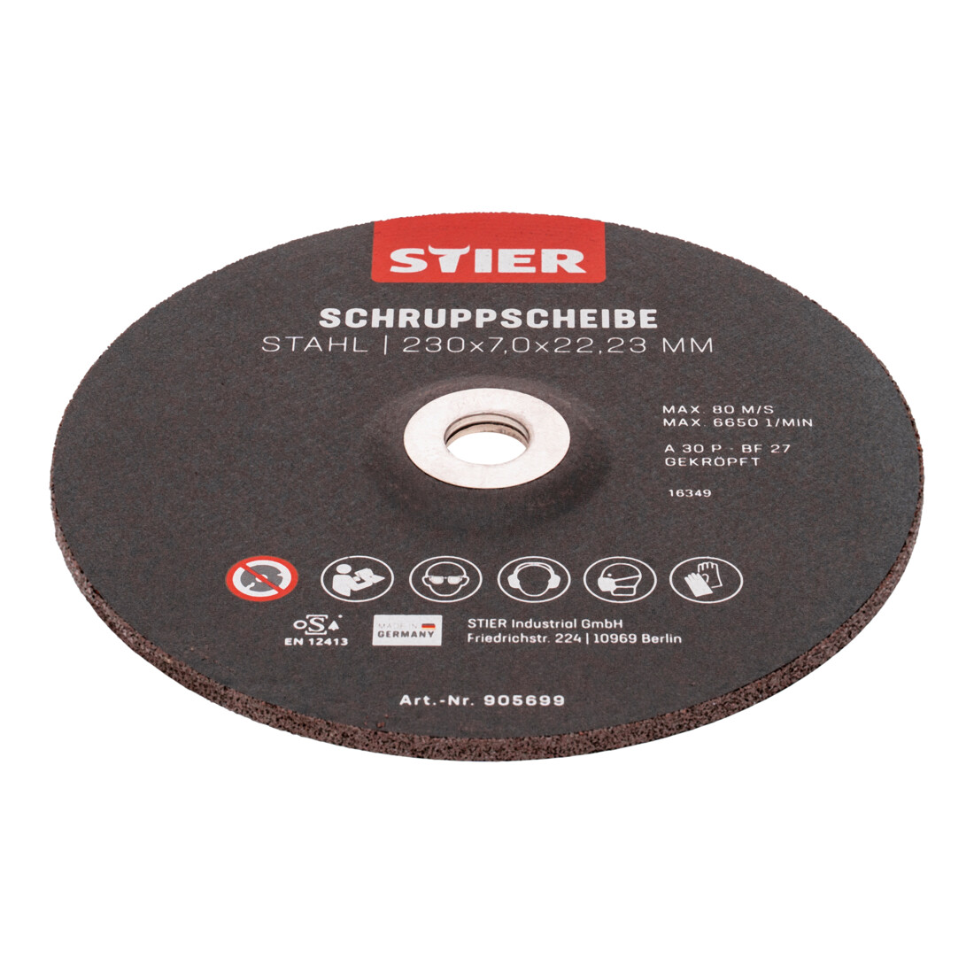 Disque d'ébarbage STIER, 230 x 7,0 x 22,23, forme 27 / 10 pièces