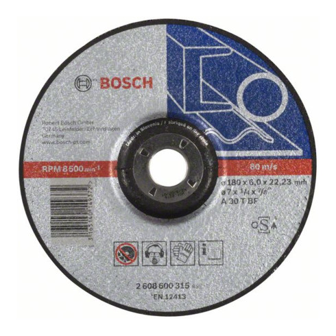 Disque d'ébauchage Bosch coudé Expert pour métal A 30 T BF, 180 mm, 22,23 mm, 6 mm