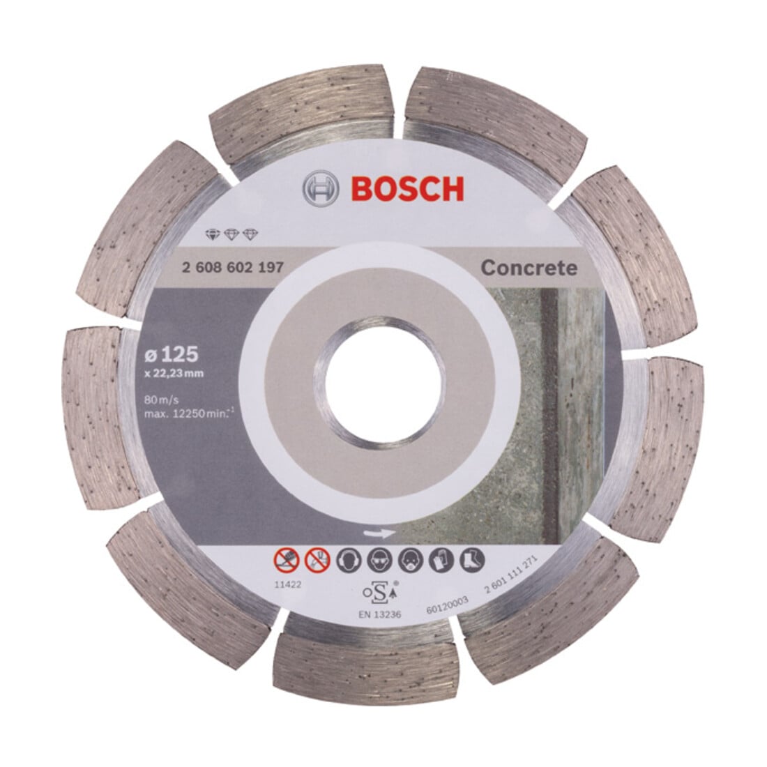 Disque diamanté Bosch Standard pour le béton, 125 x 22,23 x 1,6 x 10 mm